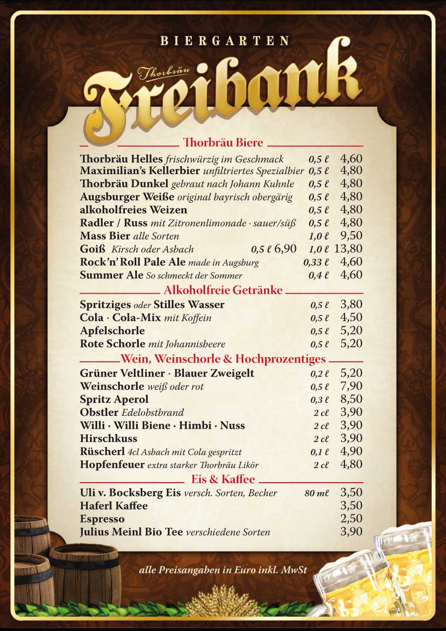 Thorbräu Freibank Speisekarte2025